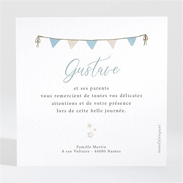 Remerciement baptême ma montgolfière - Dos du remerciement