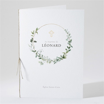 Livret de messe baptême l'eucalyptus étiquette