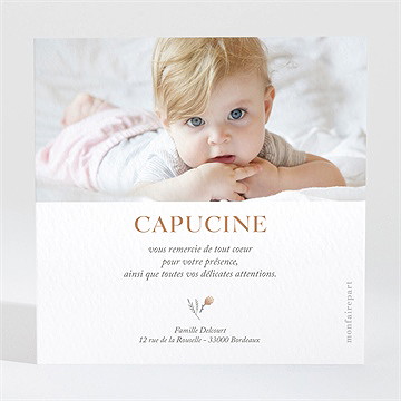 Remerciement baptême douces colombes - Dos du remerciement