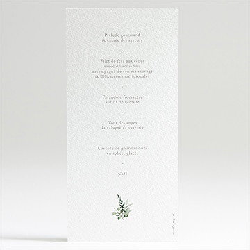 Menu baptême l'eucalyptus - Dos du menu