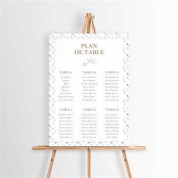 Plan de table baptême douces colombes