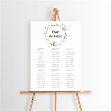 Plan de table baptême forêt étui