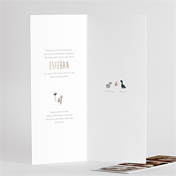 Faire-part naissance dinosaures photomaton - Intérieur du faire-part 2