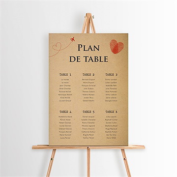 Plan de table mariage passeport vintage