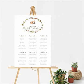 Plan de table baptême renardeau - Mise en situation