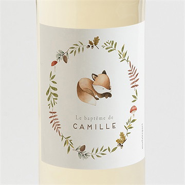 Etiquette de bouteille baptême renardeau
