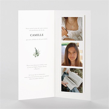 Faire-part profession de foi solennel photomaton - Intérieur du faire-part