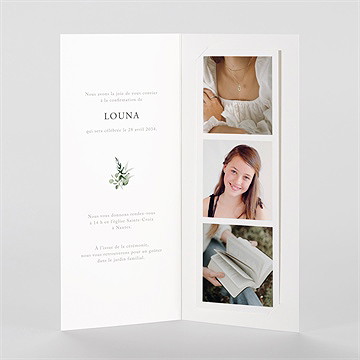 Faire-part confirmation belle poésie photomaton - Intérieur du faire-part