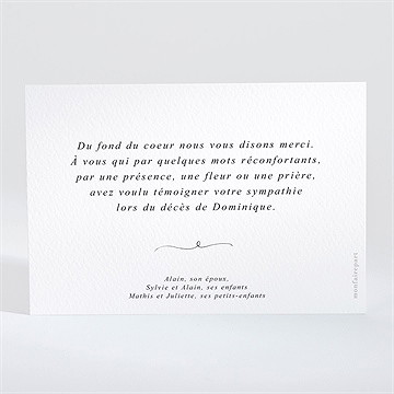 Remerciement décès tant de souvenirs sans photo - Dos du carton