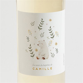 Etiquette de bouteille baptême nounours