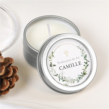 Bougie profession de foi solennel argent