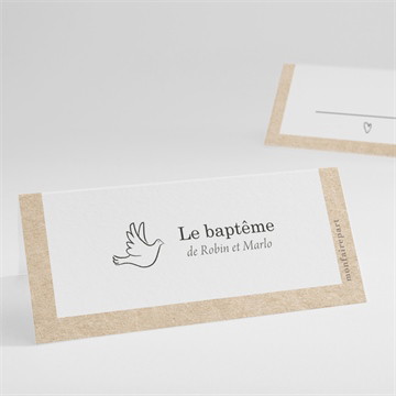 Marque-place baptême pictos jumeaux