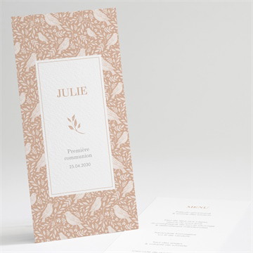 Menu communion beaux symboles argent