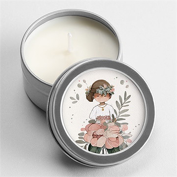 Bougie communion beauté au naturel argent