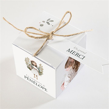 Boîte de dragées communion jolie bohème - Dessus de la boîte