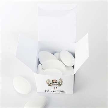 Boîte de dragées communion jolie bohème - Intérieur de la boîte