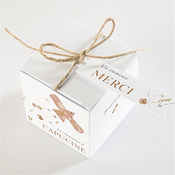 Boîte de dragées communion belle colombe - Dessus de la boîte