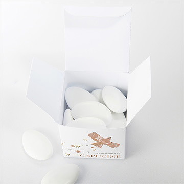 Boîte de dragées communion belle colombe - Intérieur de la boîte