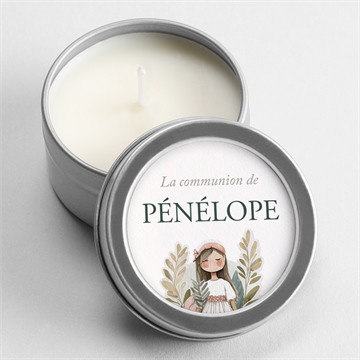 Bougie communion jolie bohème argent