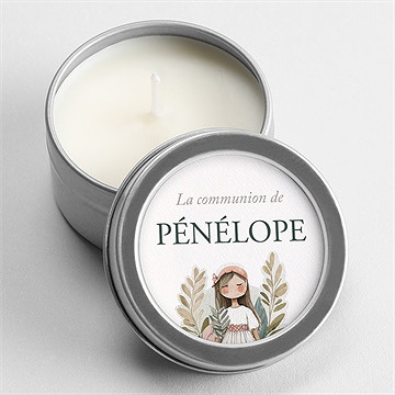 Bougie communion jolie bohème argent