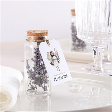 Mignonette communion jolie bohème étiquette - Mise en situation