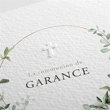 Faire-part communion gravée au coeur - Détail du faire-part