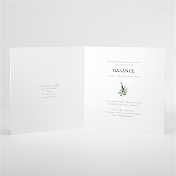 Faire-part communion gravée au coeur - Intérieur du faire-part