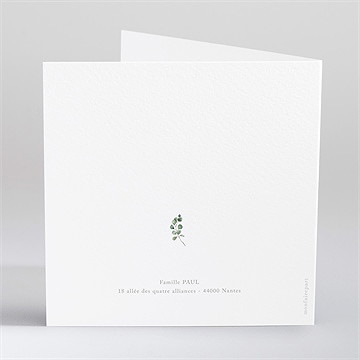 Faire-part communion gravée au coeur - Dos du faire-part