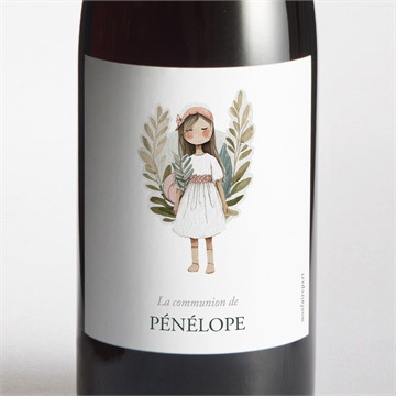 Etiquette de bouteille communion jolie bohème étui