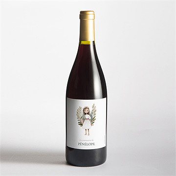 Etiquette de bouteille communion jolie bohème - Mise en situation