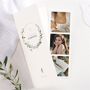 Faire-part communion gravée au coeur photomaton