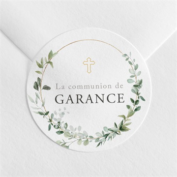 Sticker communion gravée au coeur or