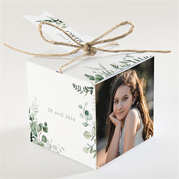 Boîte de dragées communion gravée au coeur - Dos de la boîte