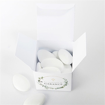 Boîte de dragées communion gravée au coeur - Intérieur de la boîte