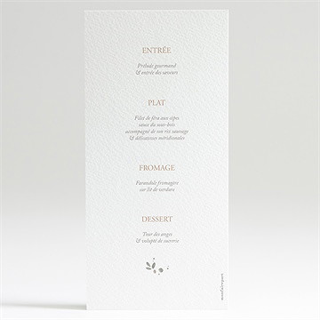 Menu communion beauté au naturel - Dos du menu