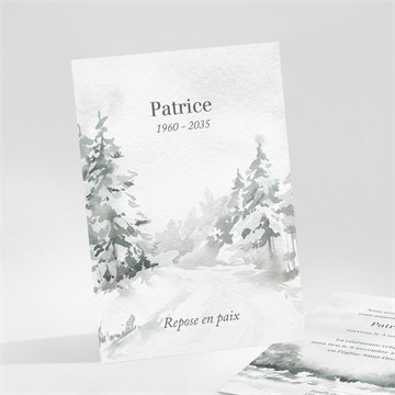 Faire-part décès paysage enneigé portrait