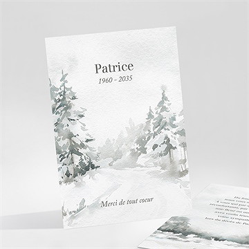 Remerciement décès paysage enneigé portrait