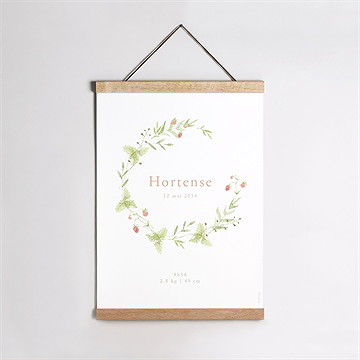 Affiche naissance fraises de printemps