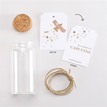 Mignonette communion belle colombe étiquette - Vue d'ensemble