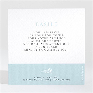 Remerciement communion ferveur - Dos de la carte
