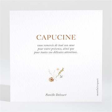 Remerciement communion belle colombe - Dos de la carte