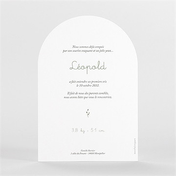 Faire-part naissance écureuil arche - Dos du faire-part