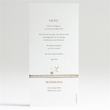 Menu communion belle colombe - Dos du menu