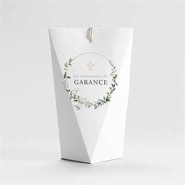 Boîte de dragées communion gravée au coeur étui - Dos de la boîte