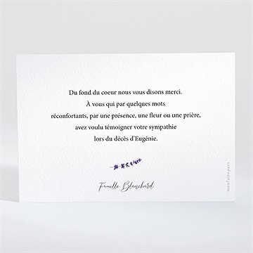 Remerciement décès souvenir de lavande paysage - Dos du carton