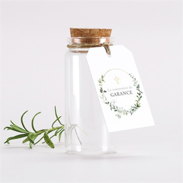 Mignonette communion gravée au coeur étiquette