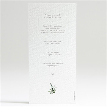 Menu communion gravée au coeur - Dos du menu