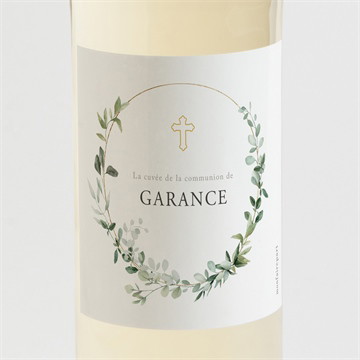 Etiquette de bouteille communion gravée au coeur or