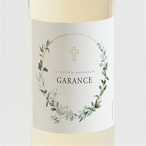Etiquette de bouteille communion gravée au coeur