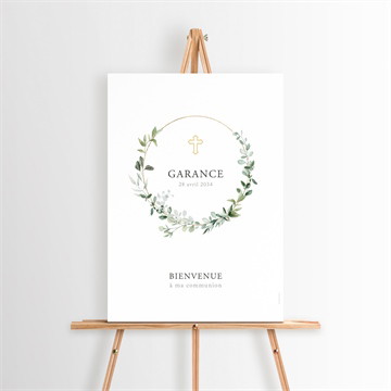 Panneau bienvenue gravée au coeur or